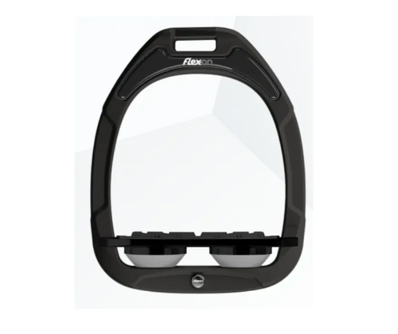 Flex-On Green Composite Flat Stirrups One Size  Black/Black/Grey Plain Grip